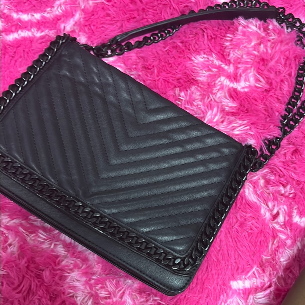 Black Aldo Quilted Chain Shoulder Bag
